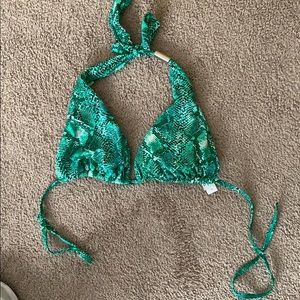 Green Snakeskin Print Bikini Top